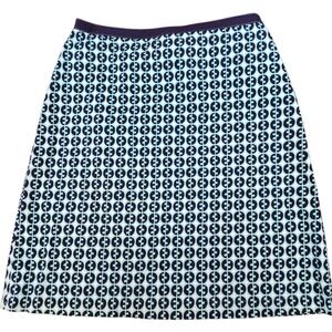 Boden Retro Mod Skirt Geometric‎ Print Sz 8R Blue A-Line Mini Cotton